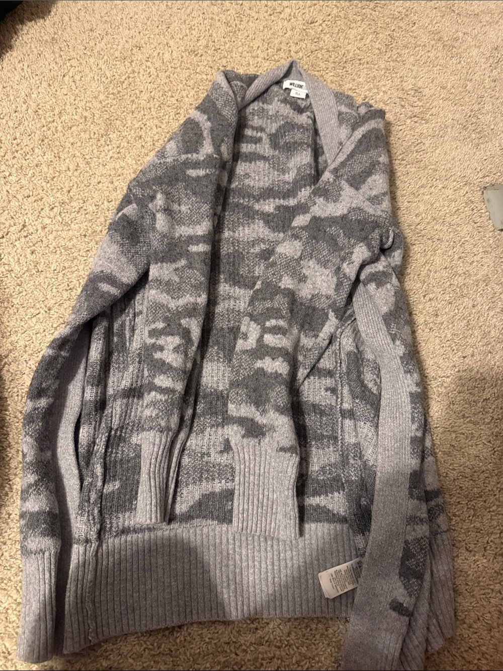 Wilson Gray Camouflage Open-Front Men's Cardigan